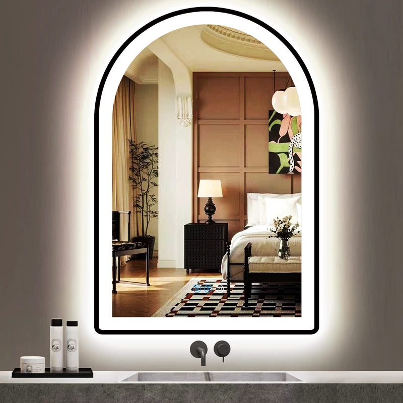 Arched Illuminated Mirror in Matt Black