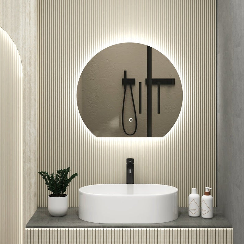 Backlit Illuminated Mirror in Brushed Chrome
