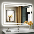 Backlit and Front Lit Illuminated Mirror in Brushed Chrome