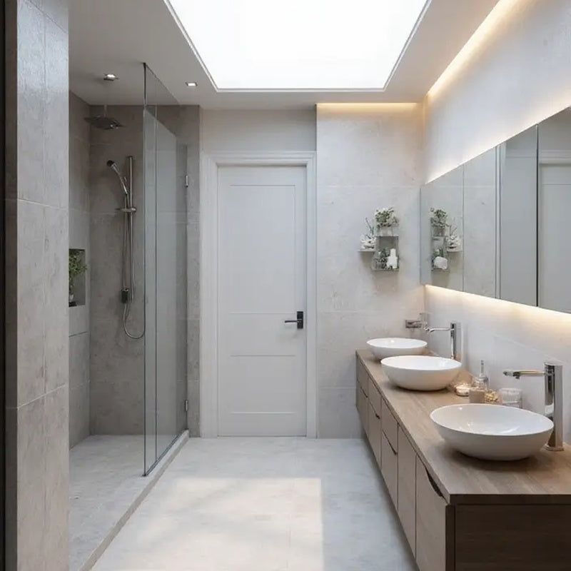 Bathroom Lighting Scheme for a High Ceiling in Matt White