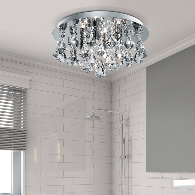 Bathroom Lighting Scheme for a High Ceiling in Polished Chrome