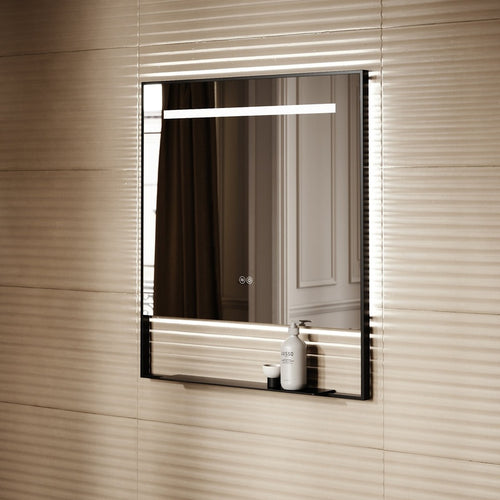 Bathroom Lighting Scheme with a Demisting Mirror in Matt Black