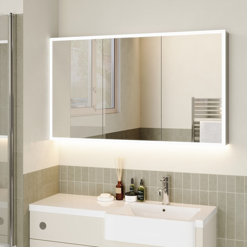 Bathroom Lighting Scheme with a Demisting Mirror in Polished Chrome