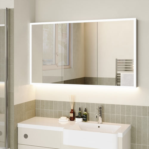 Bathroom Lighting Scheme with a Demisting Mirror in Polished Chrome