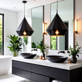Bathroom Lighting Scheme with a Feature Pendant in Matt Black