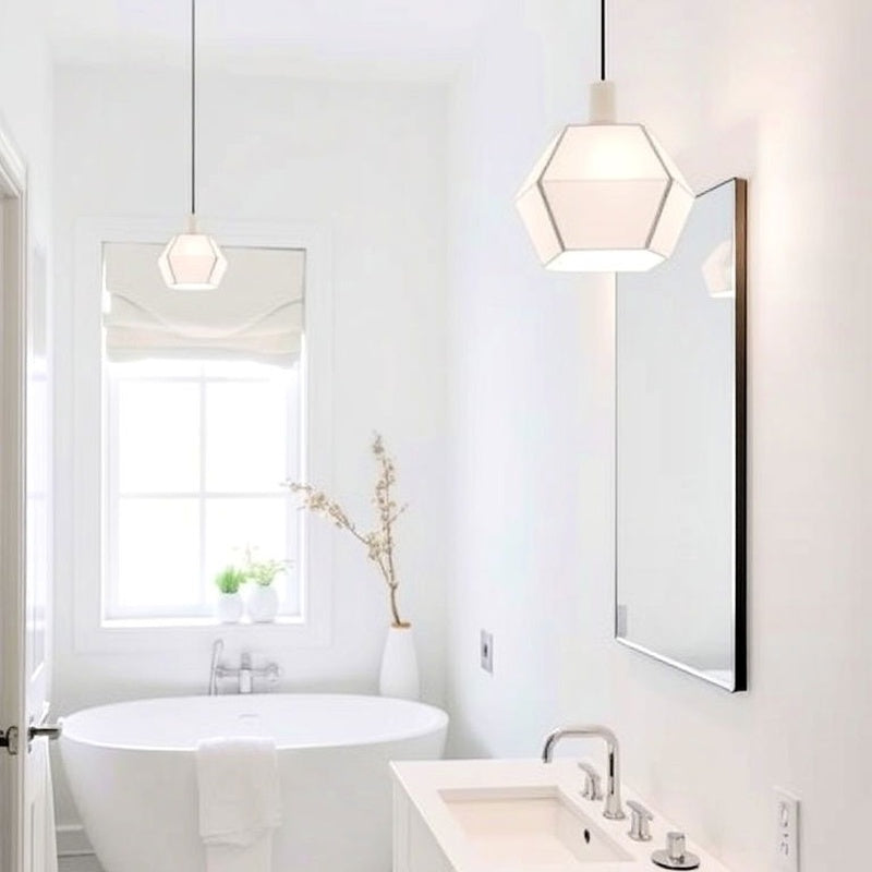 Bathroom Lighting Scheme with a Feature Pendant in Matt White