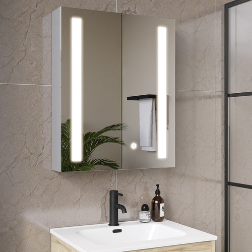Bathroom Lighting Scheme with a Mirror Cabinet in Brushed Chrome