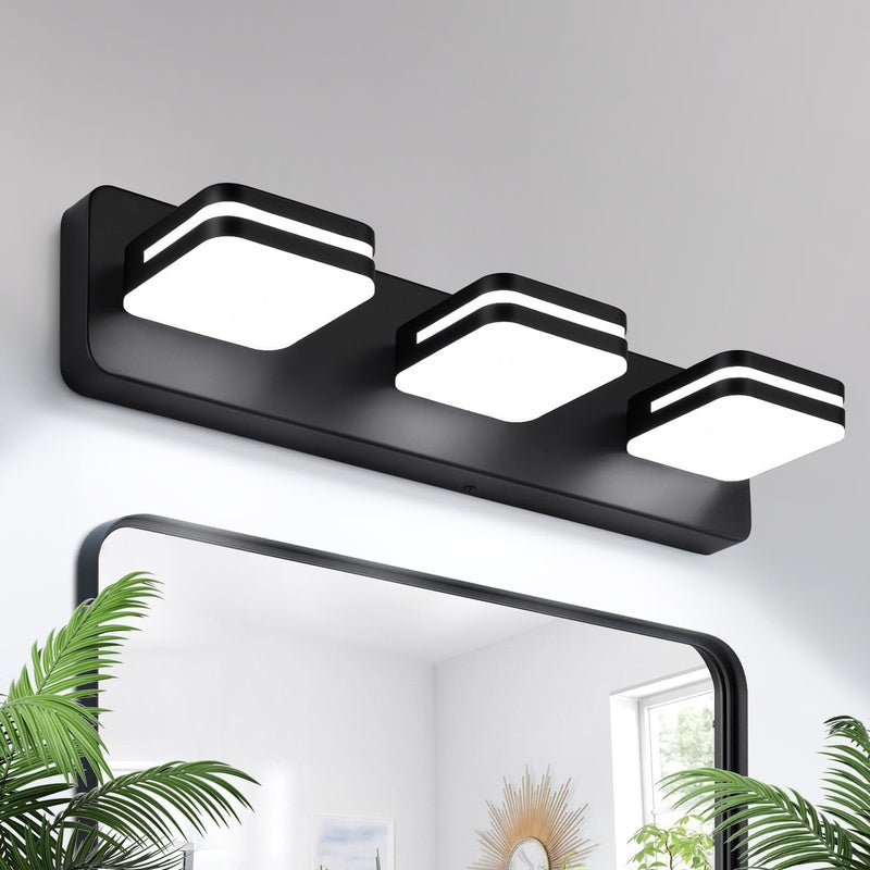 Bathroom Lighting Scheme with a Mirror Cabinet in Matt Black