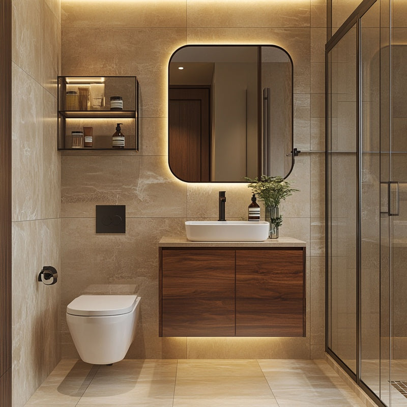 Bathroom Lighting Scheme with a Mirror Cabinet in Matt White