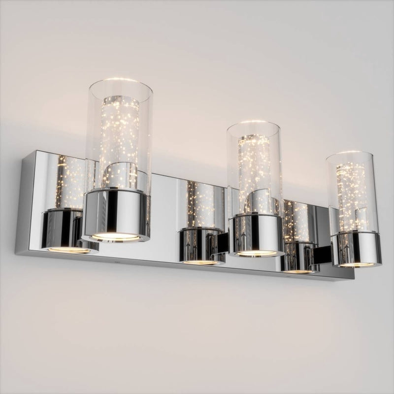 Bathroom Lighting Scheme with a Night Circuit in Brushed Chrome
