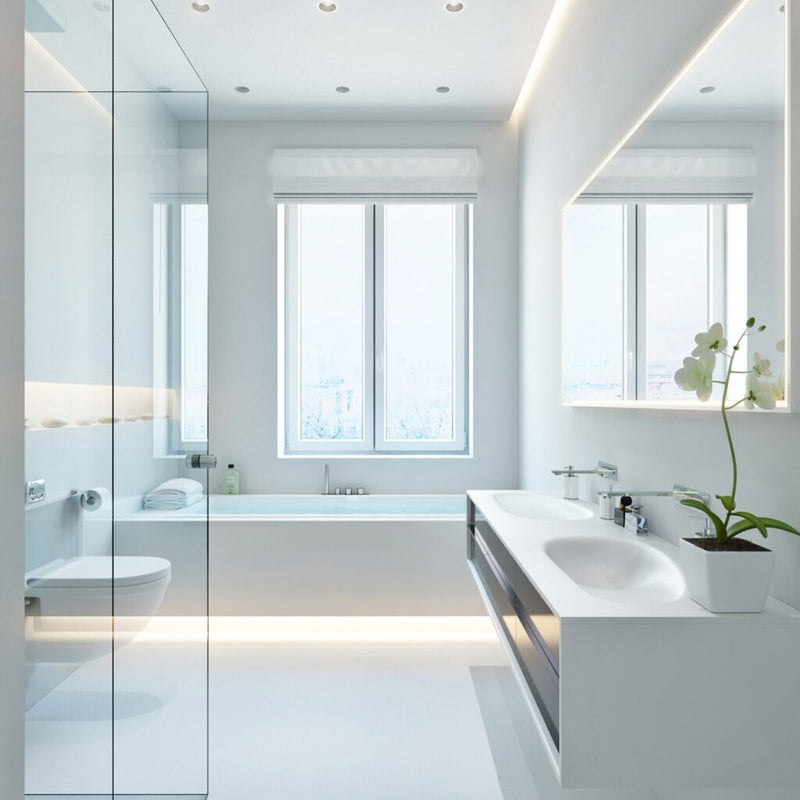 Bathroom Lighting Scheme with a Night Circuit in Matt White