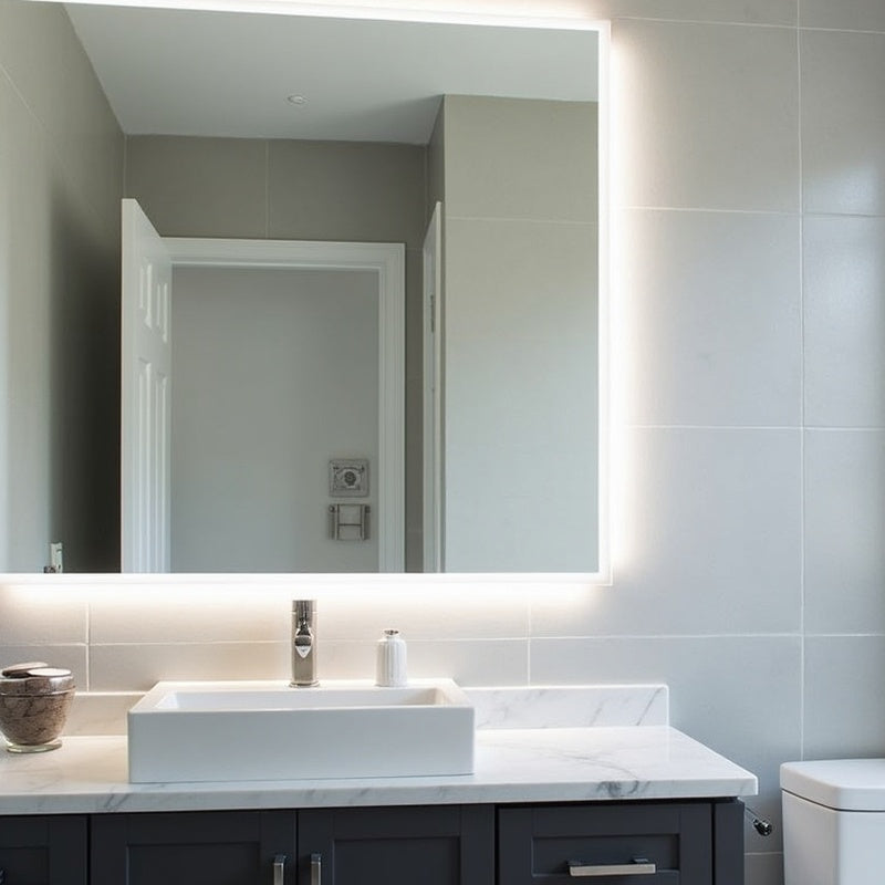 Bathroom Lighting Scheme with a Tunable Mirror Light in Matt White