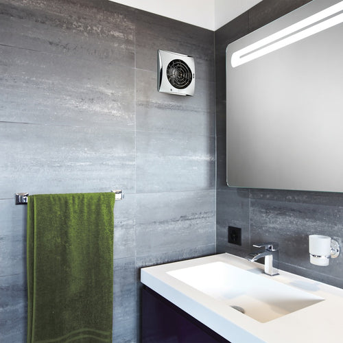 Bathroom Lighting Scheme with an Extractor Fan in Brushed Chrome