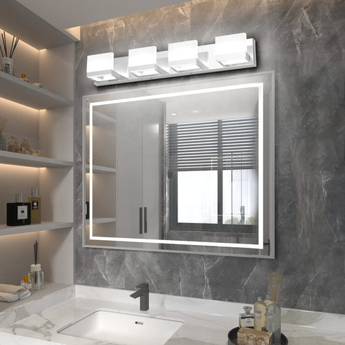 Bathroom Refresh Kit with Four Downlights and a Mirror Light in Matt White