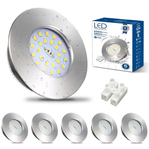 Bathroom Refresh Kit with Six Downlights and a Dimmer in Brushed Chrome