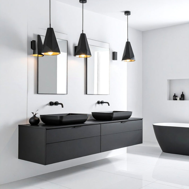 Complete Bathroom Lighting Scheme in Matt Black