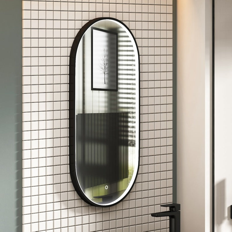Demisting Mirror with a Metal Frame in Matt Black