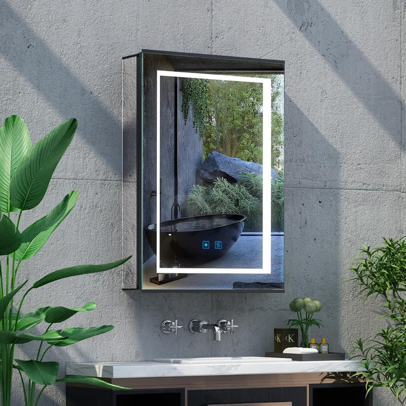Demisting Mirror with a Shaver Socket in Matt Black