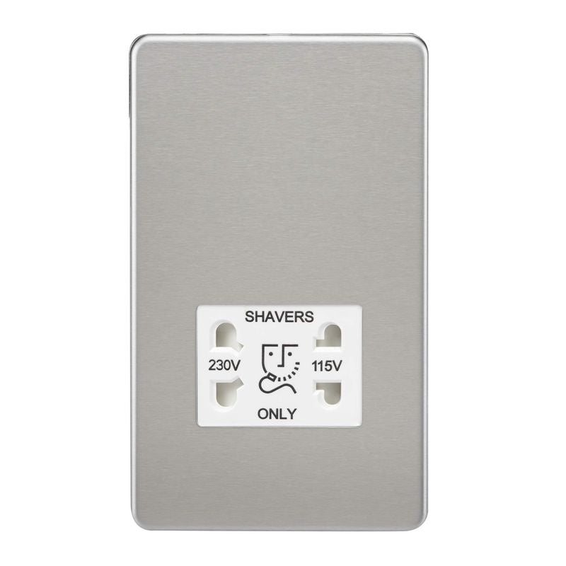 Dual Voltage Shaver Socket in Brushed Chrome