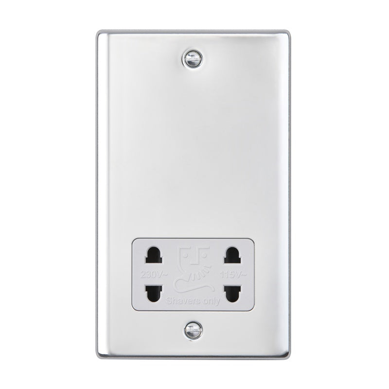 Dual Voltage Shaver Socket in Polished Chrome
