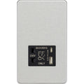 Dual Voltage Shaver Socket with USB C in Brushed Chrome