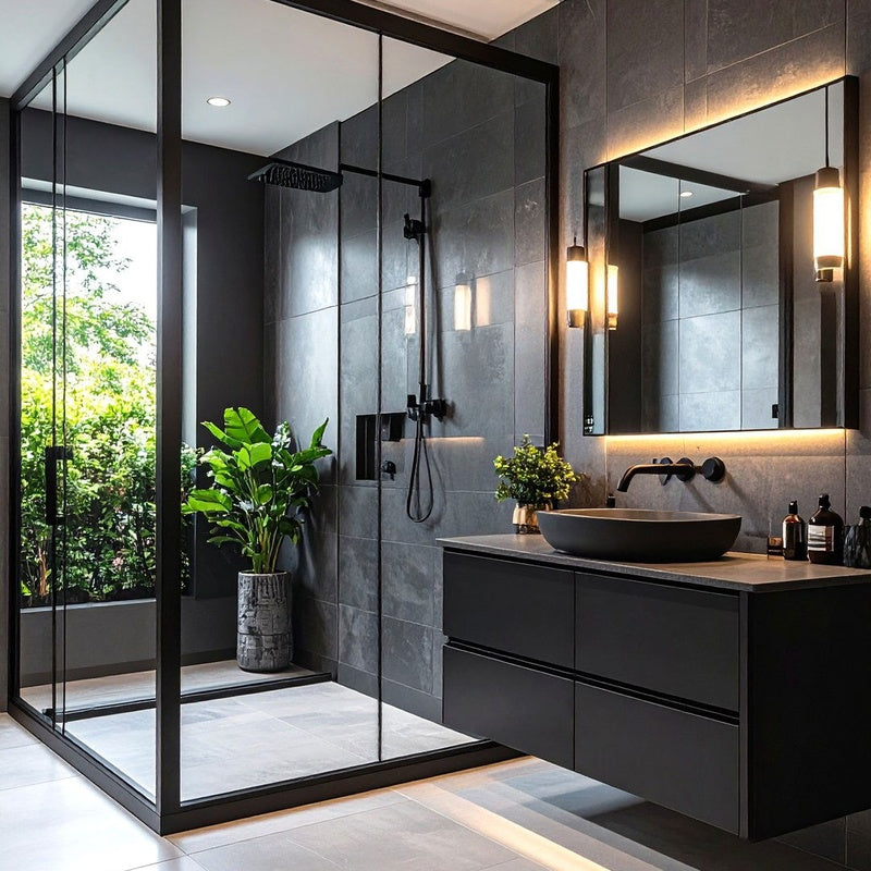 En Suite Lighting Scheme in Matt Black
