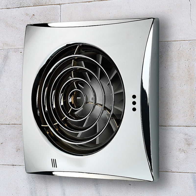Extractor Fan with a Light and a Humidity Sensor in Brushed Chrome