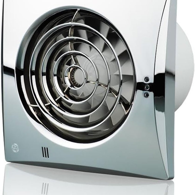 Extractor Fan with a Light and a Pull Cord in Brushed Chrome