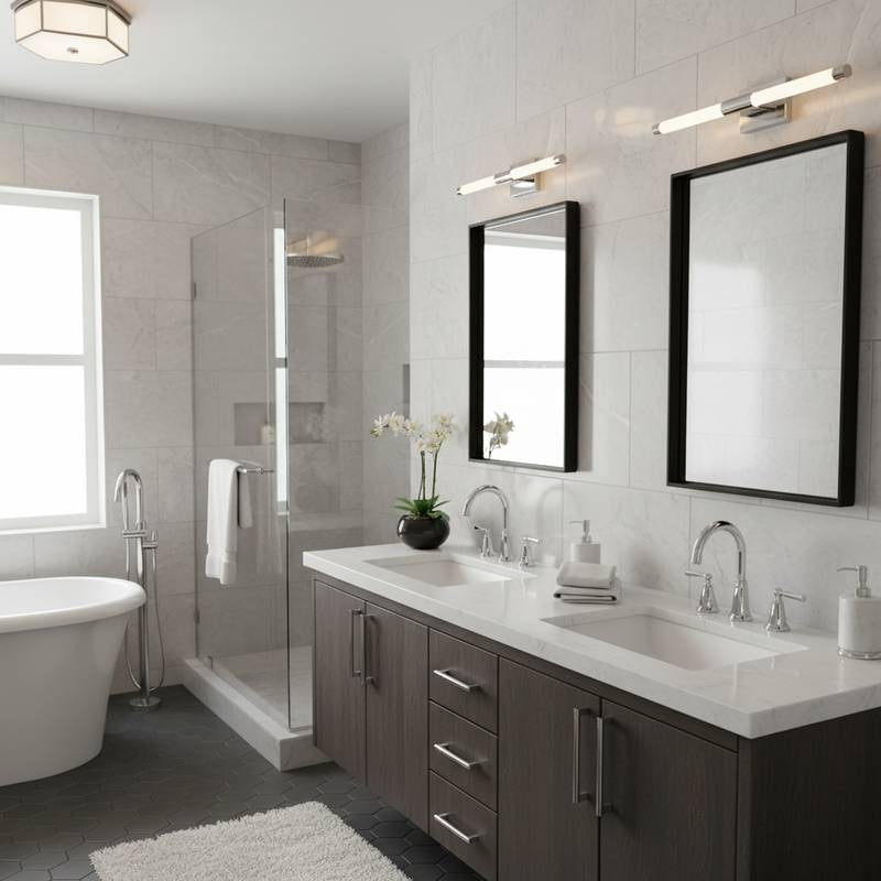Family Bathroom Scheme with Dimming Throughout in Brushed Chrome