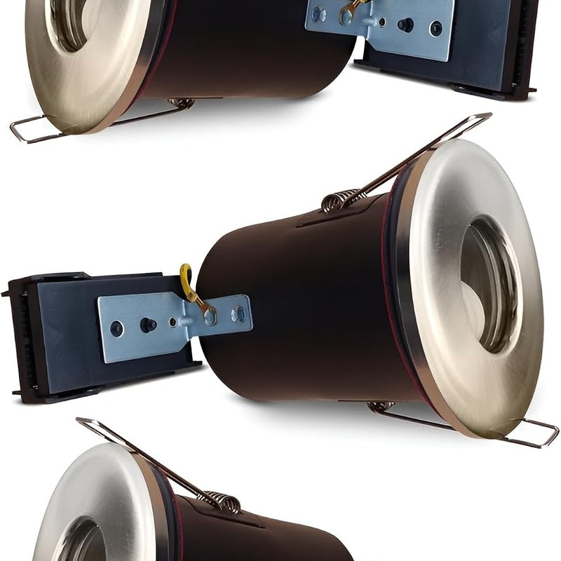Fire Rated IP65 Downlight Trade Pack with CRI 97 in Brushed Chrome