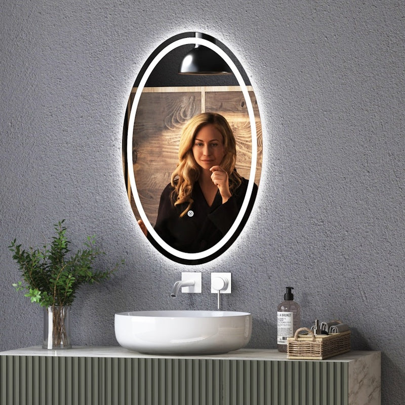 Front Lit Demisting Mirror in Brushed Chrome