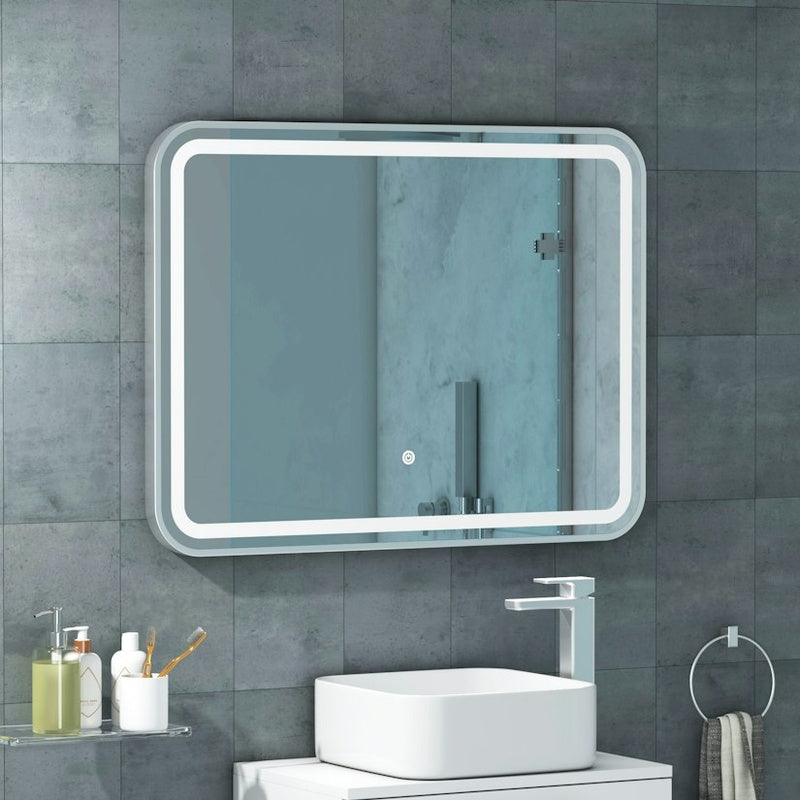 Front Lit Illuminated Mirror in Brushed Chrome