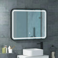 Front Lit Illuminated Mirror with a Demister in Matt Black