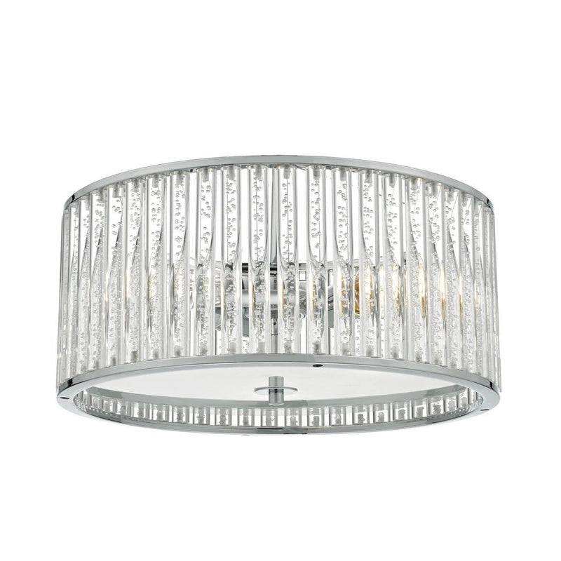IP44 Ceiling Light with a Fabric Diffuser in Brushed Chrome