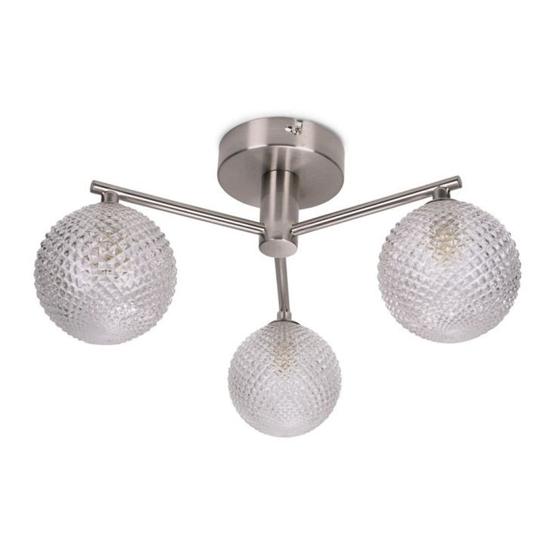 IP44 Flush Ceiling Light with Selectable Wattage in Brushed Chrome