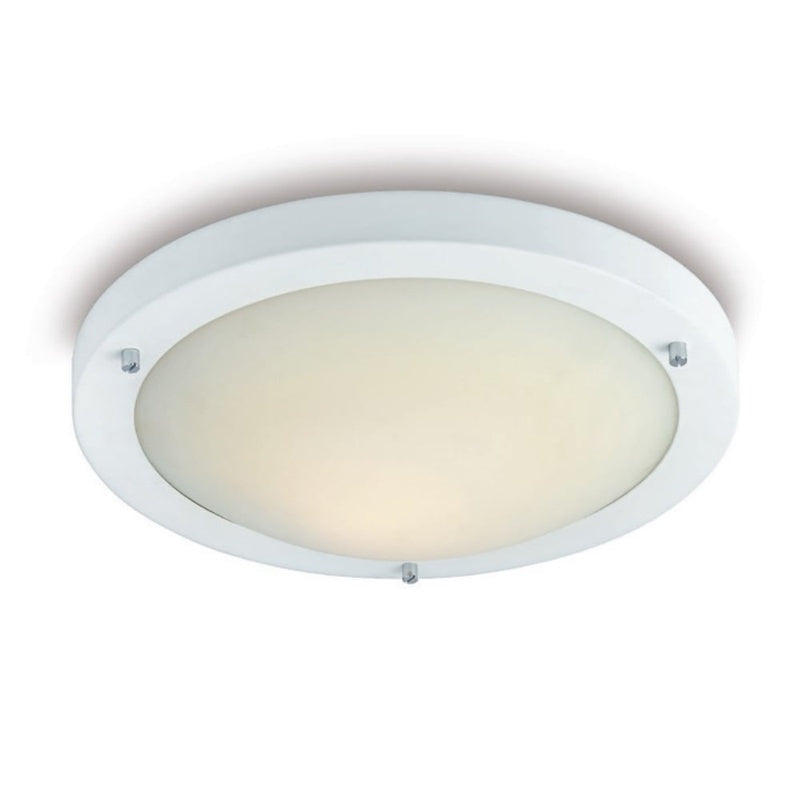 IP44 Flush Ceiling Light with Selectable Wattage in Matt White