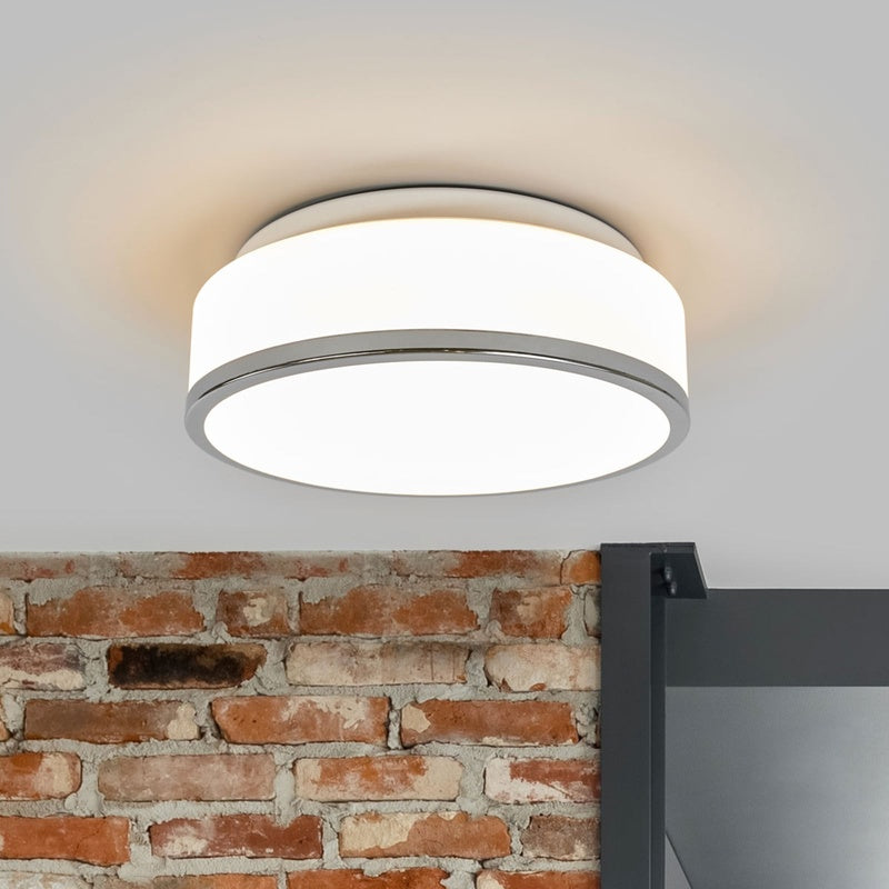 IP44 Flush Ceiling Light with a Microwave Sensor in Brushed Chrome
