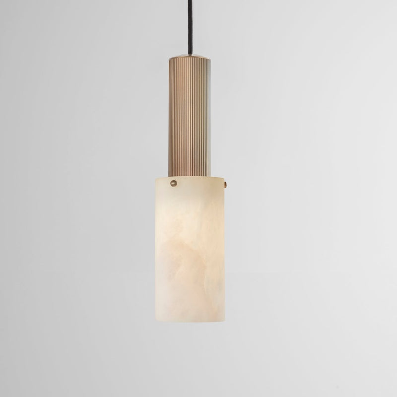 IP44 Rated Alabaster Pendant in Brushed Stainless