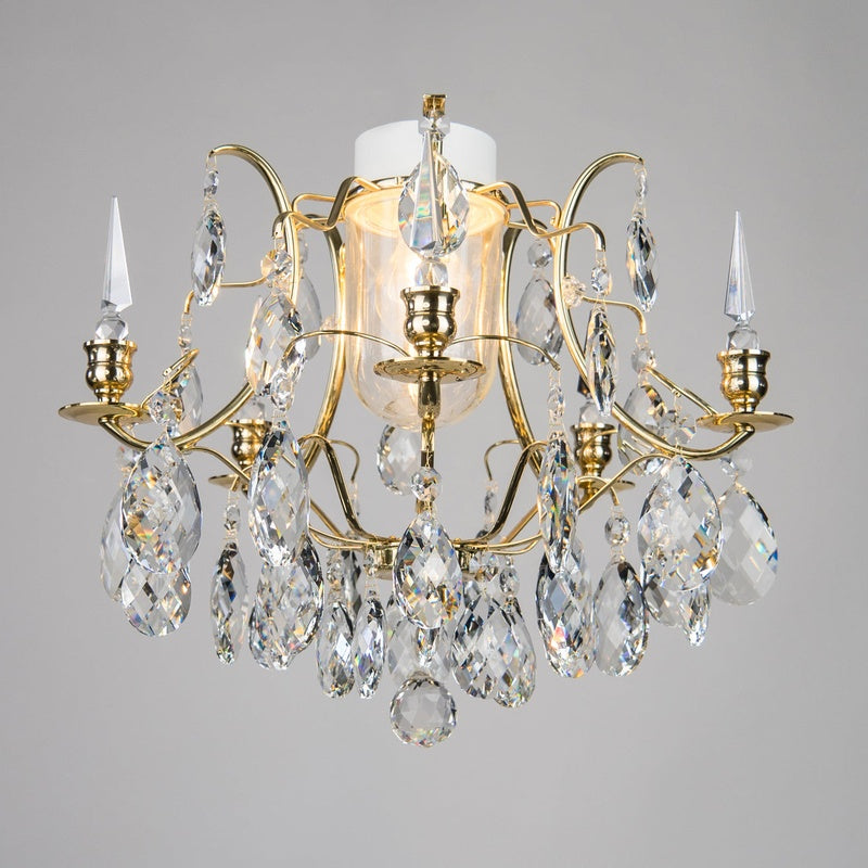 IP44 Rated Crystal Chandelier for a Bathroom in Brushed Brass