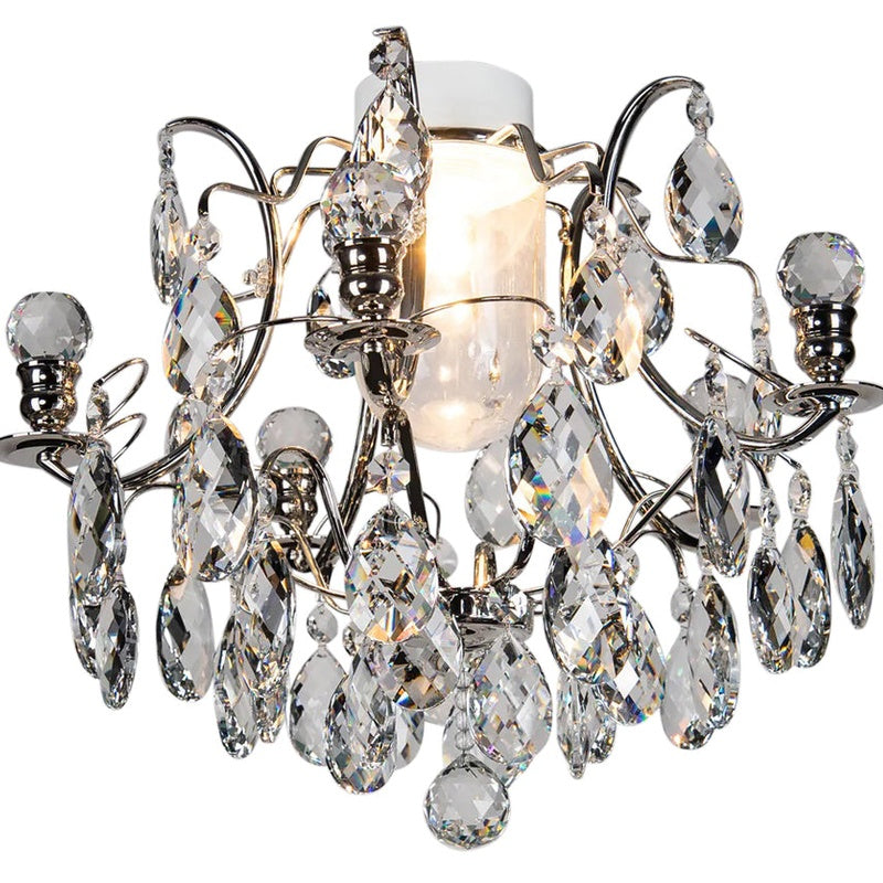 IP44 Rated Crystal Chandelier for a Bathroom in Polished Nickel