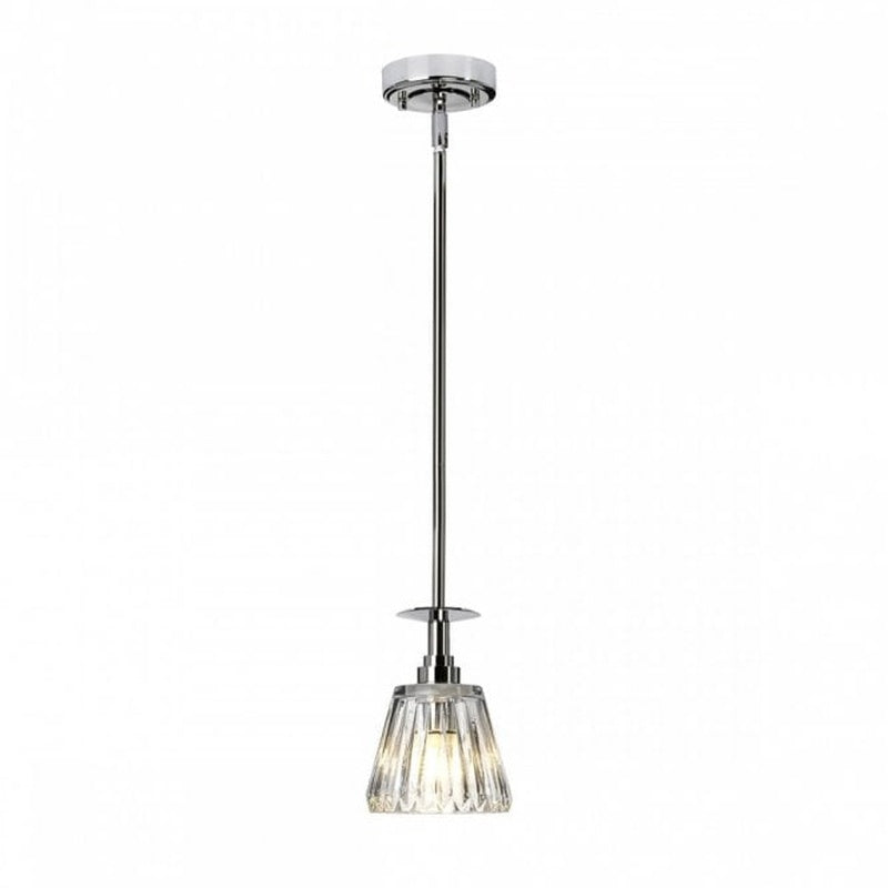 IP44 Rated Glass Pendant for Over a Bath in Brushed Chrome
