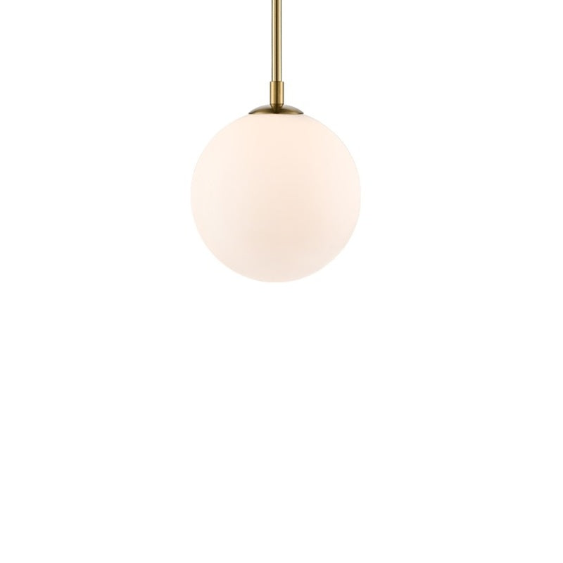 IP44 Rated Opal Globe Pendant in Brushed Brass