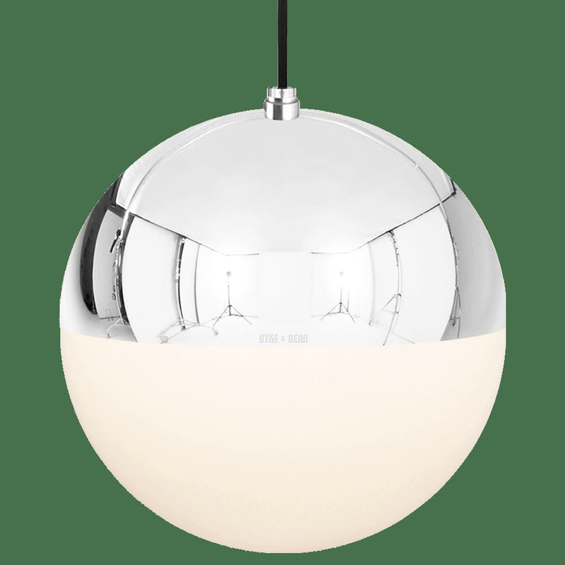 IP44 Rated Opal Globe Pendant in Brushed Chrome