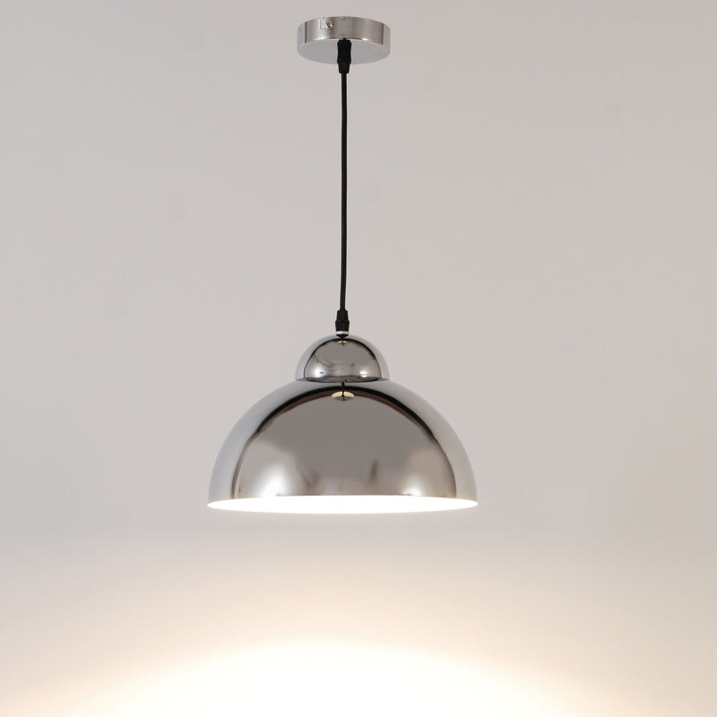 IP44 Rated Pendant with a Fabric Shade in Brushed Chrome