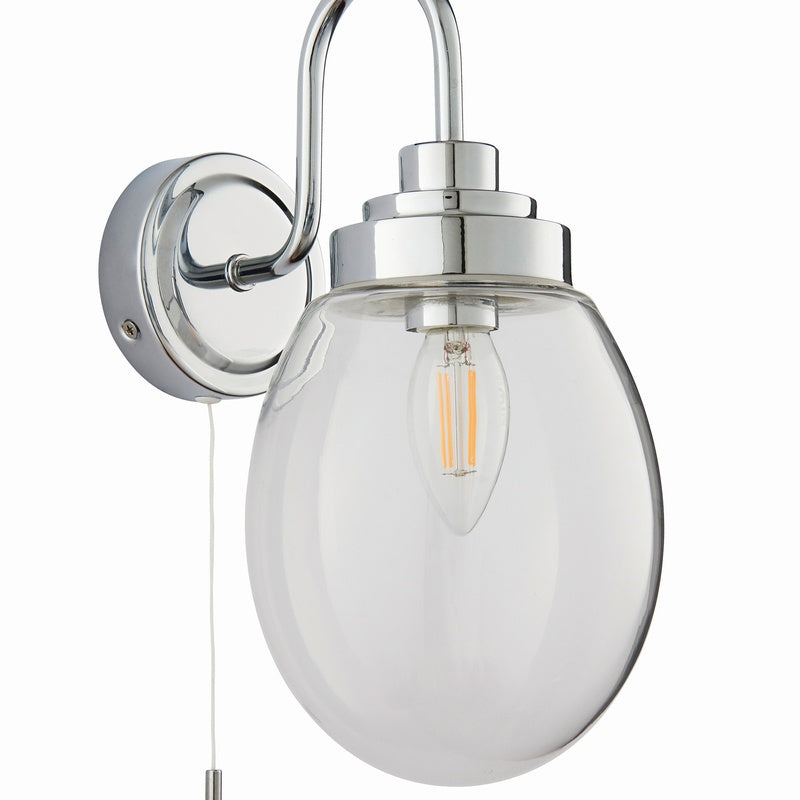 IP44 Wall Light with a Pull Cord in Brushed Chrome