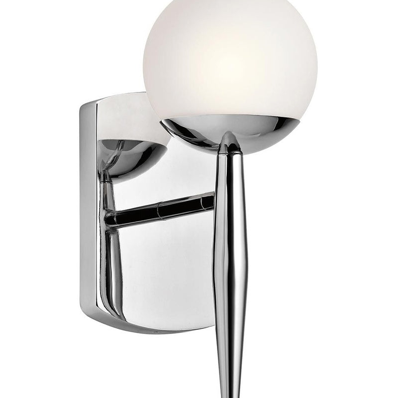 IP44 Wall Light with an Opal Globe in Brushed Chrome