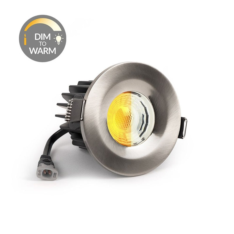 IP65 Fire Rated Downlight with Dim to Warm in Brushed Chrome