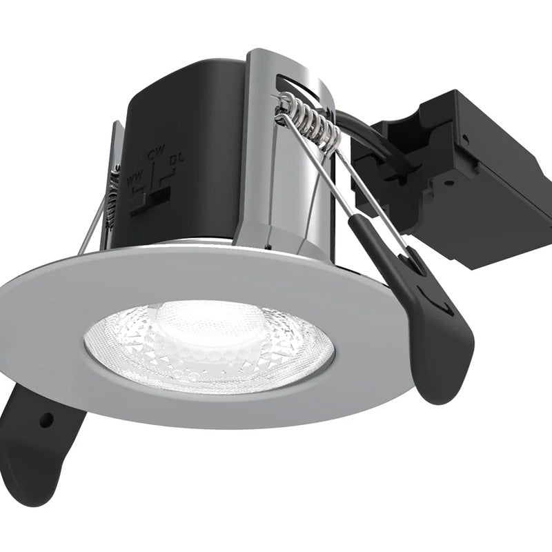 IP65 Fire Rated Downlight with Selectable Colour Temperature in Polished Chrome