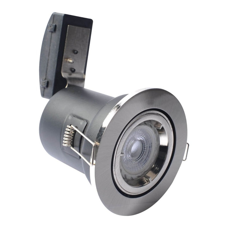 IP65 Fire Rated Tilting Downlight in Brushed Chrome