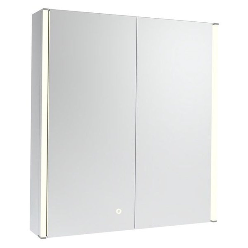 Illuminated Mirror Cabinet with Double Sided Mirrors in Matt White
